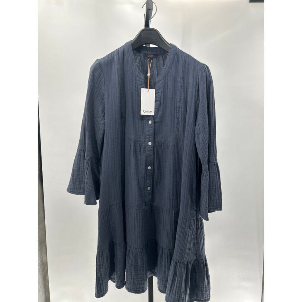 Quince Navy Blue Tiered Dress